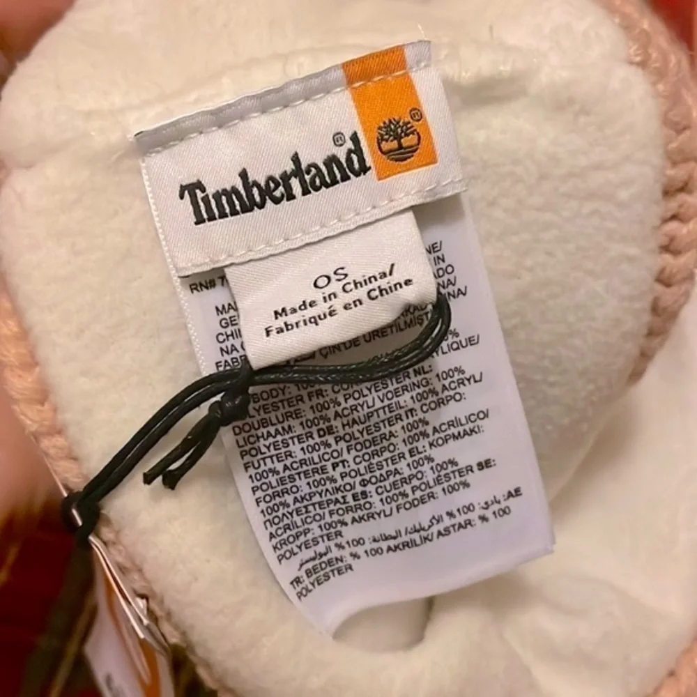 Brand New Timberland Cable Knit Earband Pale Pink Headband Soft Fleece Interior